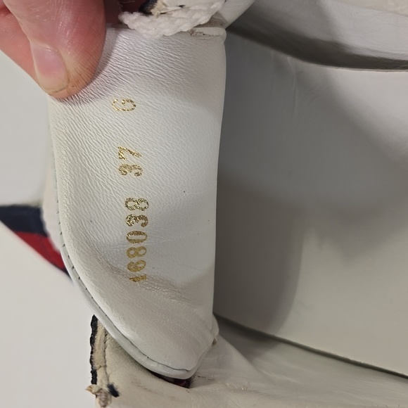 Gucci Boulevard Vintage Stripe White Leather Cursive Logo Women's Sneakers 7 - Picture 12 of 15